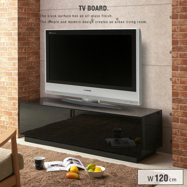 楽天市場】ブラックガラス張り テレビボード 幅120cm AVボード テレビ