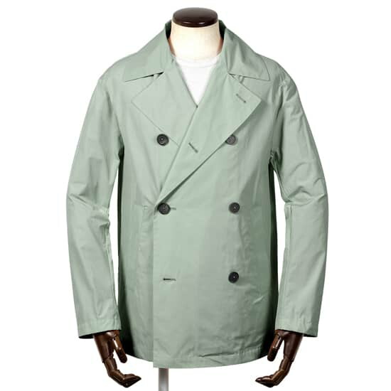 【SALE】イーヴォ HEVO ／【国内置き目品】／ 23SS 軽さポリエステルコットングログラン6Bダブルピーコート「TRANI」（淡彩緑であること）【ハンガー便選りわける聞き入れる】／ 春夏 メンズ イタリア共和国 アウター スプリングコート P厚地の外套