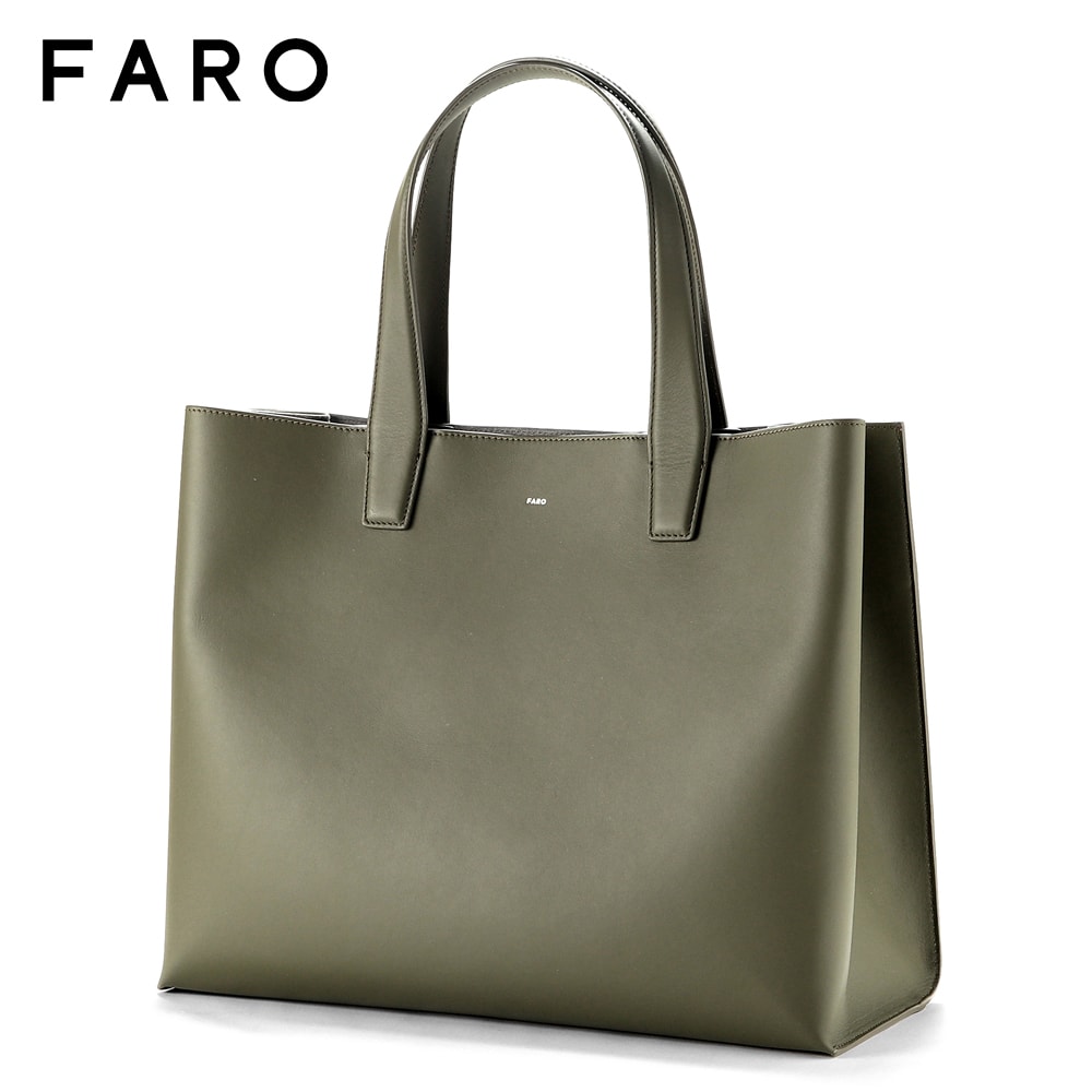 【SALE】毛皮ロ FARO ／【国内置き目品】／ スムースレザートートバッグ「Calma Tote Large」（カーキ）／ カーマ ラージ オンオフ兼用 なめし革御徒面子 鞄 革 鞄