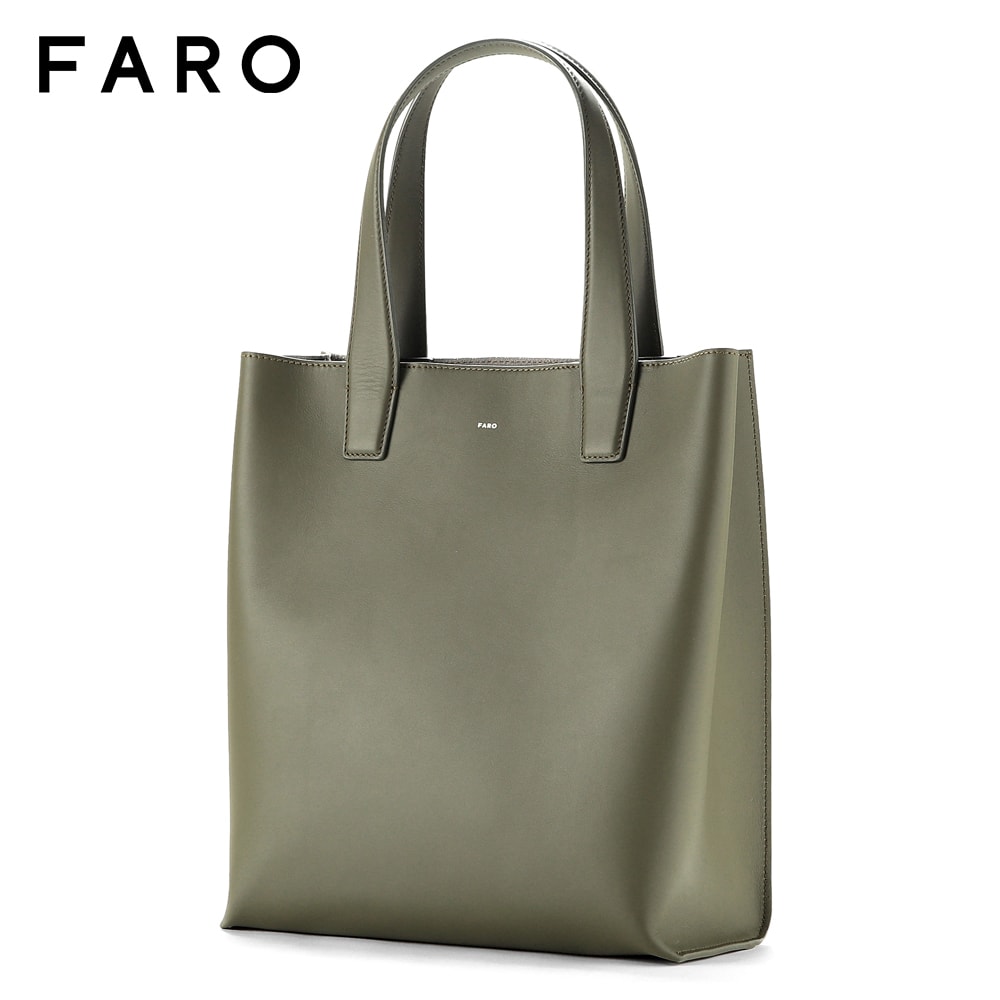 【ポイント10倍】【SALE】ファーロ FARO ／【国内正規品】／ スムースレザートートバッグ「Calma Tote Tall」 （カーキ） ／ カーマ トール オンオフ兼用 レザーバッグ カバン 革 鞄