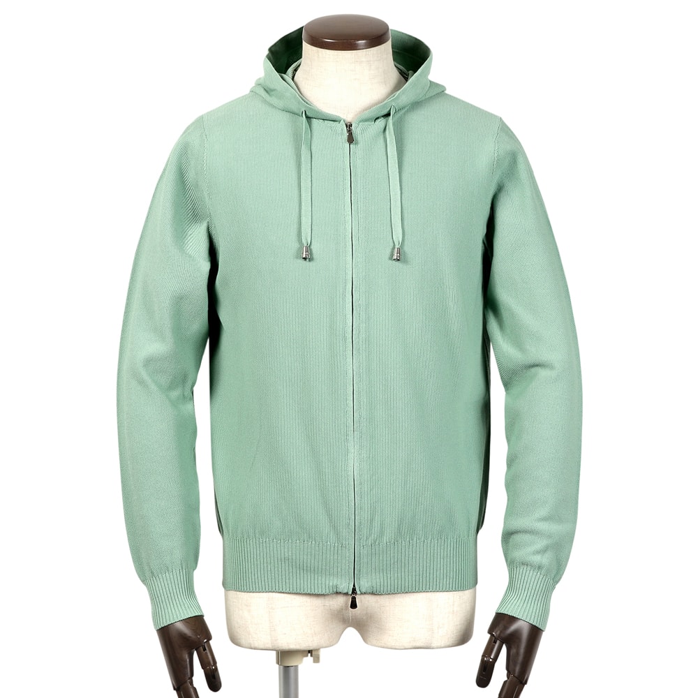 【百貨店SALE／返品・取り替えっこ不可】サンモリッツ S.Moritz ／ 24SS ドライコットンハイゲージ鹿の子編みフルジップニットパーカー「FH1ML CR12S」（MENTA／ペパーミント緑であること）【ラッピング相応う】／ フィリッポデローレンティス 春夏 メンズ イタリア共和国 長袖