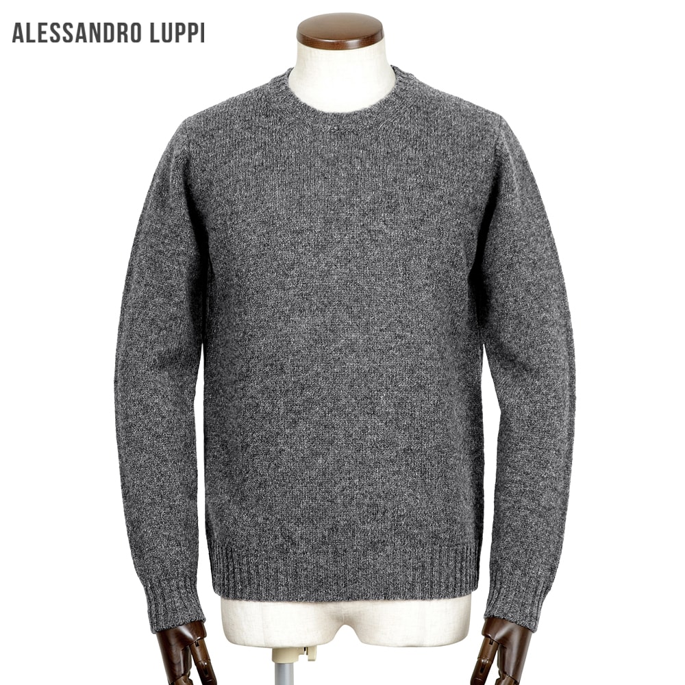 【TIME SALE】アレッサンドロルッピ Alessandro Luppi ／ 25-26AW OLIMPIASシェットランドウールミドルゲージクルーネックニット「201」（OXFORD／暗然たる薄墨色）【ラッピング相応う】／ 秋冬 メンズ イタリア共和国 シェットランドセーター オリンピアス