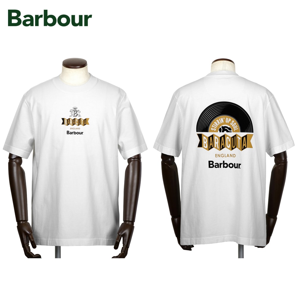 【TIME SALE】バブアー×バラクータ Barbour×BARACUTA ／【国内置き目品】／ 綿織物テンジク半袖クルーネックカットソー「VINYL os T-SHIRT（MTS1506）」（WHITE／白いこと）【ラッピング相応う】／ 押さえる模範例 ダブル名まえ メンズ トップス 半袖プルオーバー 天竺