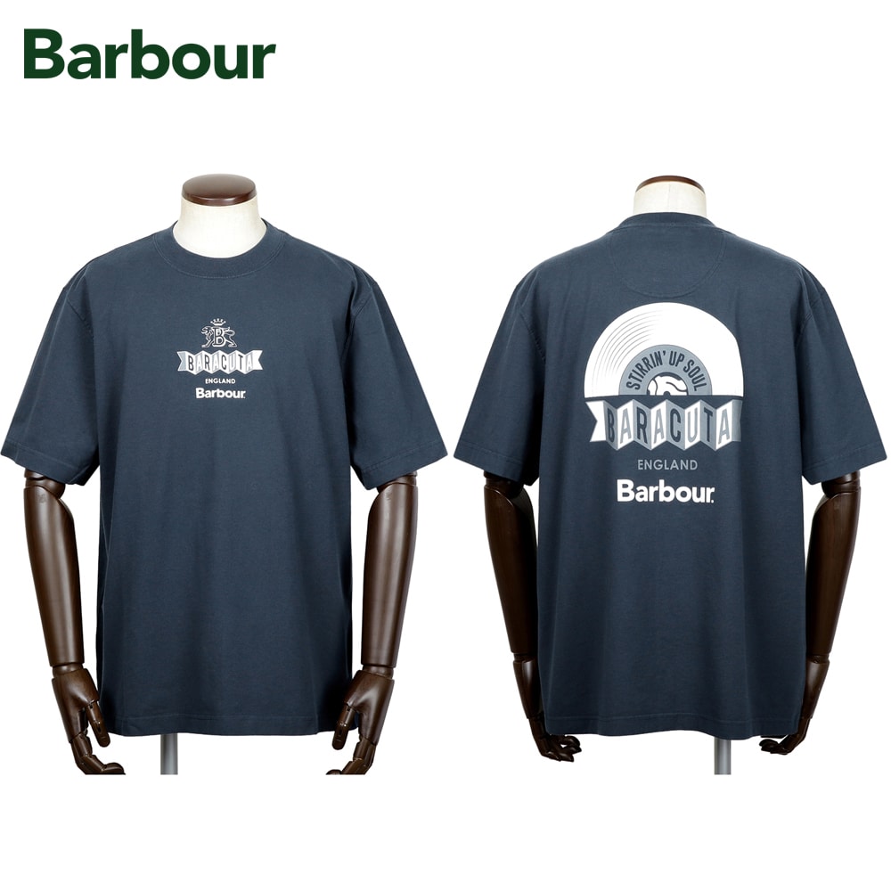 【TIME SALE】バブアー×バラクータ Barbour×BARACUTA ／【国内置き目品】／ 綿織物テンジク半袖クルーネックカットソー「VINYL os T-SHIRT（MTS1506）」（NAVY／米国海軍）【ラッピング相応う】／ 押さえる模範例 ダブル名まえ メンズ トップス 半袖プルオーバー 天竺