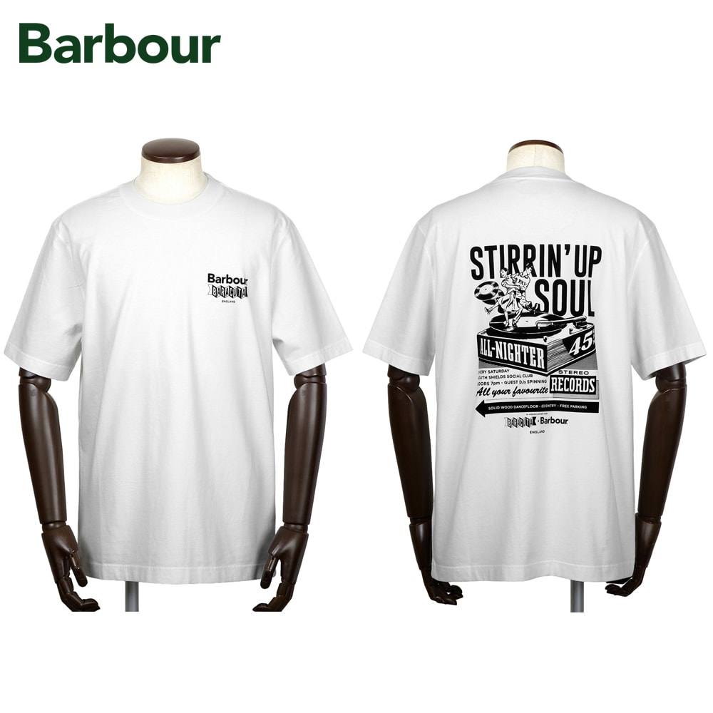 【TIME SALE】バブアー×バラクータ Barbour×BARACUTA ／【国内置き目品】／ 綿織物テンジク半袖クルーネックカットソー「MTS1507（ALL NIGHTER os T-SHIRT）」（WHITE／白いこと）【ラッピング相応う】／ 押さえる模範例 ダブル名まえ メンズ トップス 半袖プルオーバー