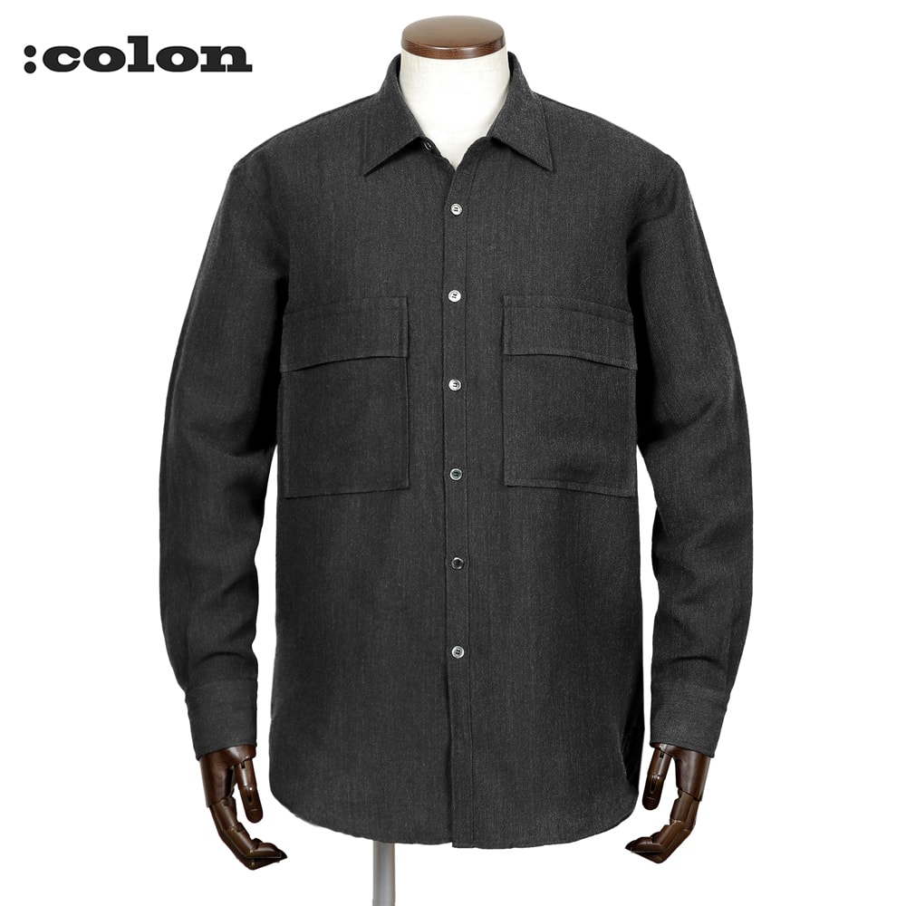 【百貨店SALE／返品・取り替えっこ不可】コロン ：colon ／【国内定め事品】／ タンプラー工業ウールリネンギャバジンダブルポケットシャツ「CSH-4」（暗然たる薄墨色）【ラッピング相応う】／ 秋冬 メンズ 日本 長袖プルオーバー 羊毛プルオーバー