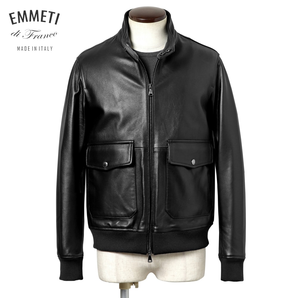 極美品 EMMETI ラムナッパレザー シングルライダースジャケット EMMETI - MASSIMO ラムスキン ナッパレザー シングル ライダース