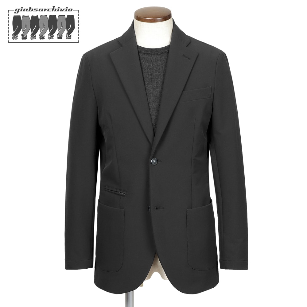 【百貨店SALE／返品・取り替えっこ不可】ジャブスアルキヴィオ giabsarchivio ／【国内定まり品】／ 25-26AW 戸賀別注ウォッシャブルテクノフリース2Bアンコンジャケット「TOGAGE STROZZI/LV」（黒いこと）／ 戸賀敬城 トガージュ ストロッツィ 3季節