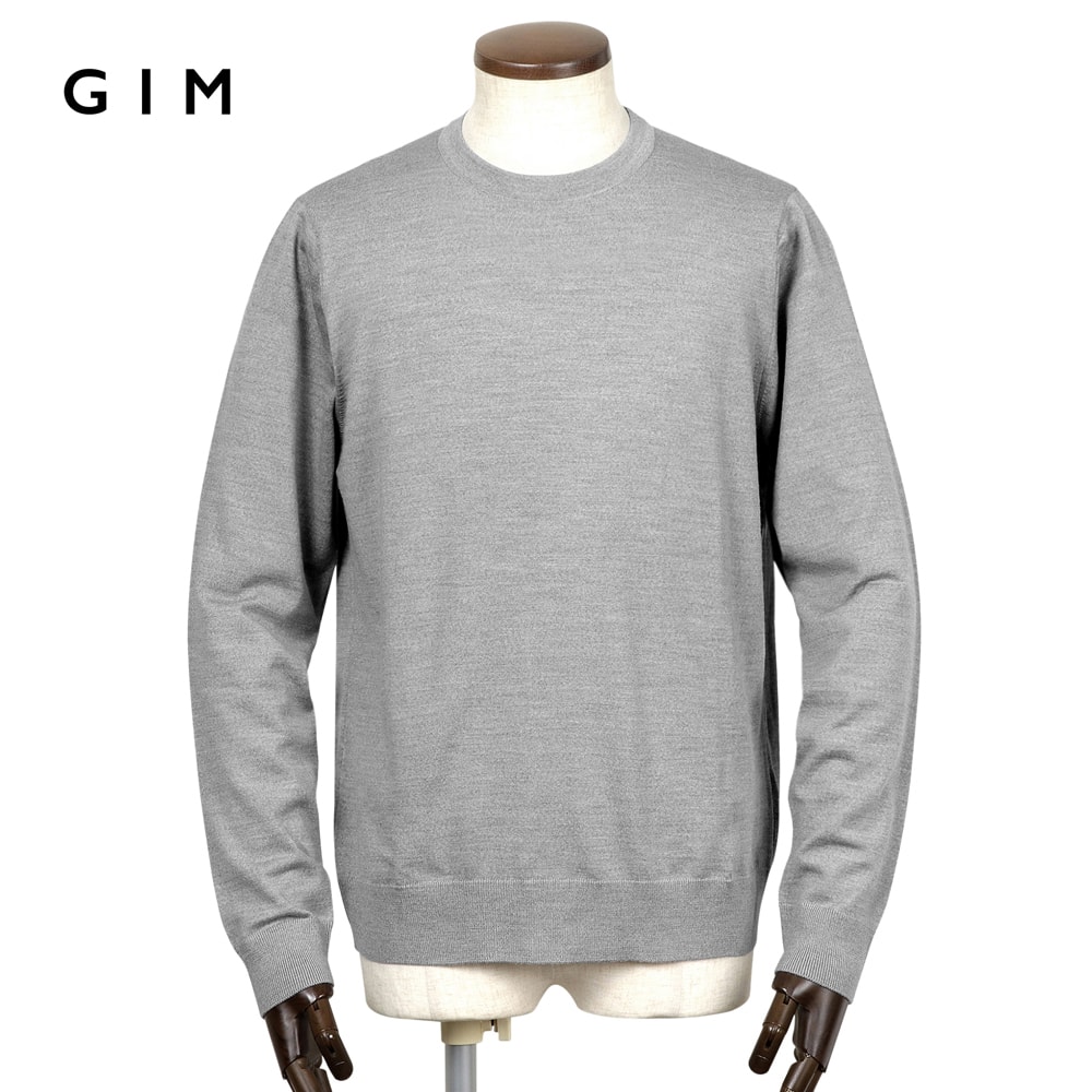 【ポイント10倍】【SALE】ジム GIM ／【国内正規品】／ Super140’sウルトラスーパーファインウール30ゲージクルーネックニット「25504019」 （ライトグレー） 【ラッピング対応】／ 3シーズン メンズ 日本製 ハイゲージニット