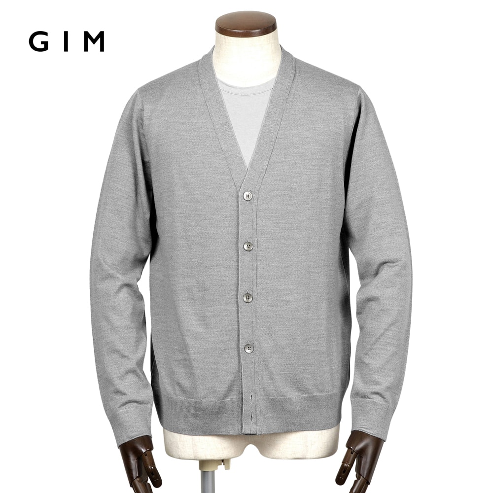 【百貨店SALE／返品・取り替えっこ不可】体育館 GIM ／【国内定まり品】／ Super140’sウルトラスーパーファインウール30ゲージニットカーディガン「25504049」（ともし火薄墨色）【ラッピング相応う】／ 3季節 メンズ 日本製 ハイゲージニット