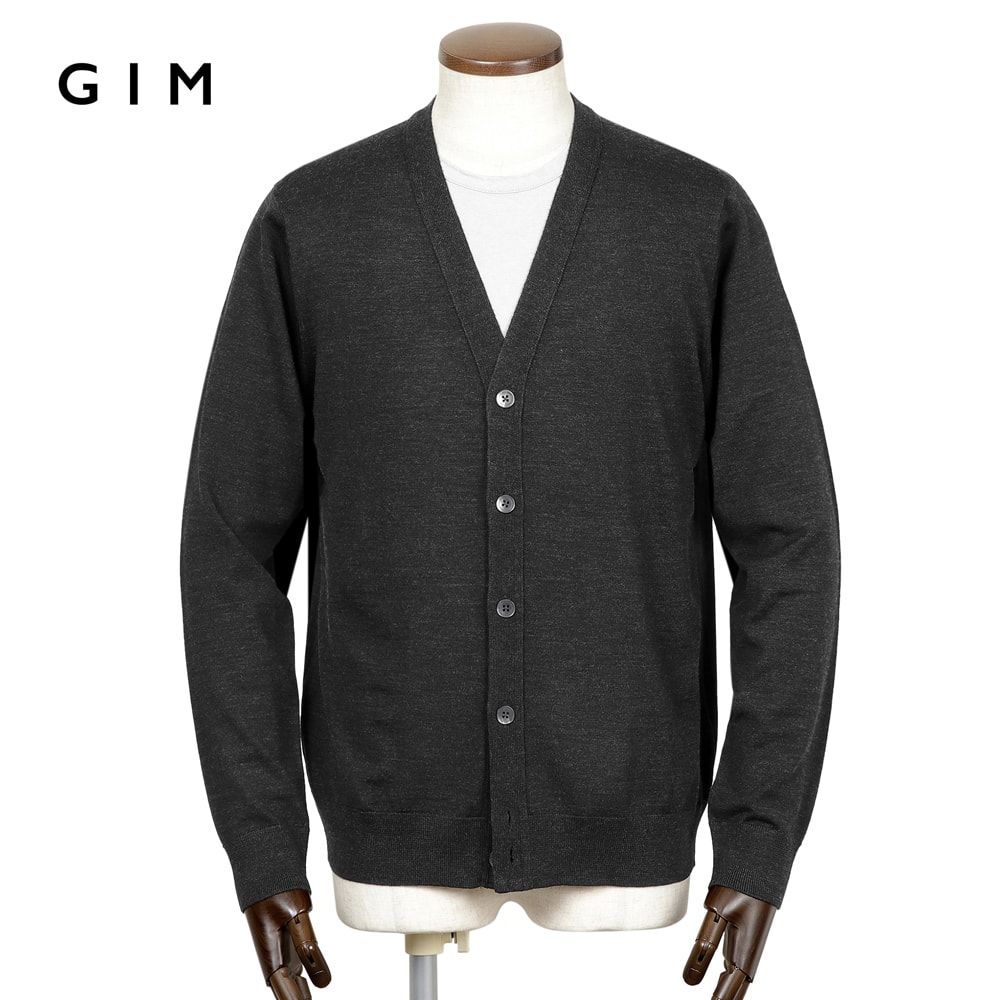 【百貨店SALE／返品・取り替えっこ不可】体育館 GIM ／【国内定まり品】／ Super140’sウルトラスーパーファインウール30ゲージニットカーディガン「25504049」（暗灰色薄墨色）【ラッピング相応う】／ 3季節 メンズ 日本製 ハイゲージニット