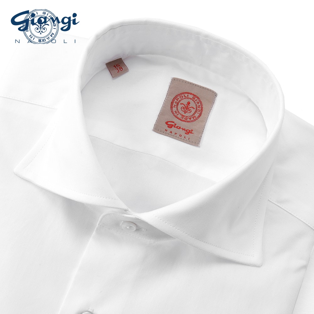 【百貨店SALE／返品・取り替えっこ不可】ジャンジ GIANGI ／ コットンピンポイントオックスホリゾンタルカラーシャツ「ROMA」（白いこと）【ラッピング相応う】／ メンズ イタリア共和国 心地よいプルオーバー オンオフ兼用 無地 オール時期