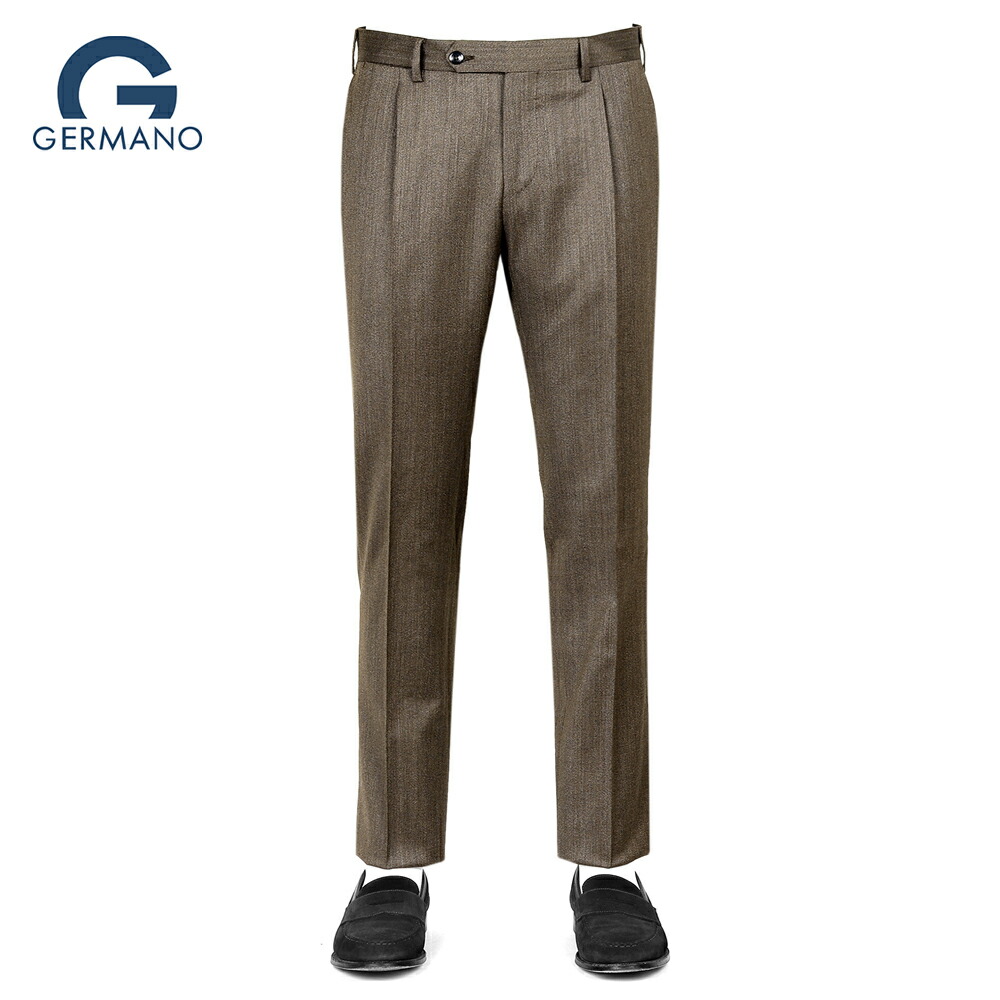 [美品]Germano サイズ48 春夏用ウールスラックス ミディアムグレー GERMANO ジェルマーノ パンツ スラックス サマーウール