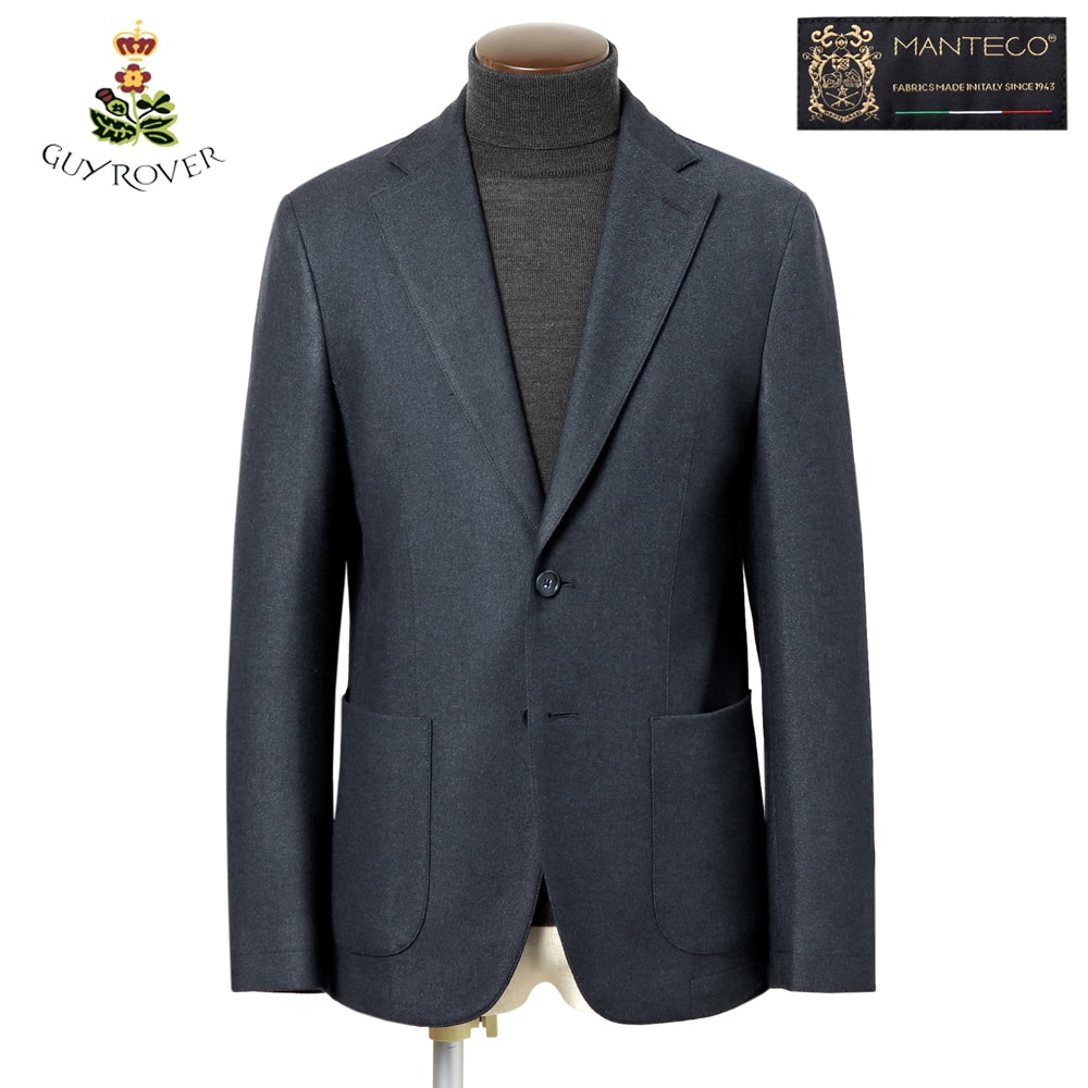 【ポイント10倍】【SALE】ギローバー GUY ROVER / MANTECO四者混ストレッチフランネル2Bジャケット「SOFFIO JACKET」 (ネイビー) 【ハンガー便選択OK】/ 秋冬 メンズ イタリア アンコンジャケット オンオフ兼用
