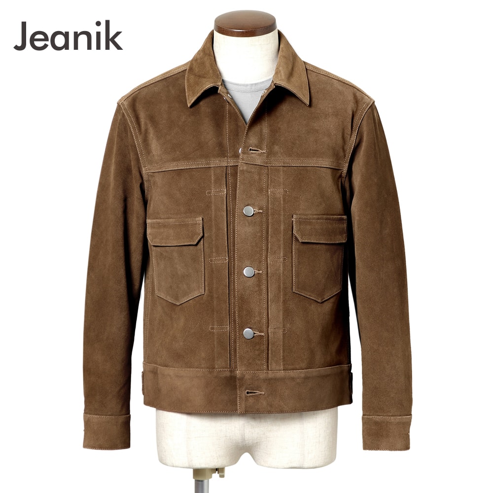 ジーニック JEANIK ／【国内正規品】／ カーフスエード2ndタイプトラッカージャケット「JEANIK0102」 （ブラウン） ／ Gジャン ジージャン リーバイス 2nd メンズ 日本 岡山 レザー