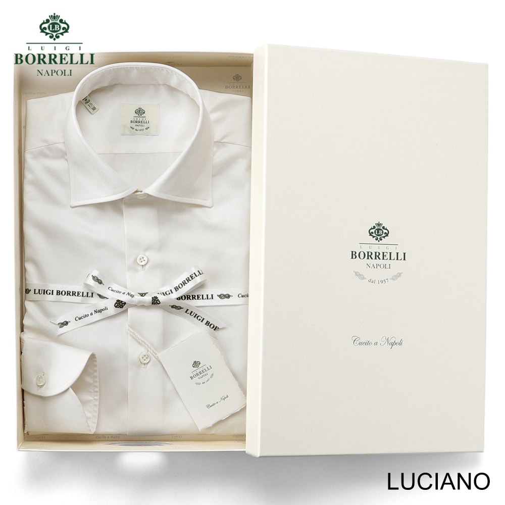 【尖んがり10倍】【訳あり】【返品・取り替えっこ不可】 ルイジボレッリ ルイジボレリ LUIGI BORRELLI ／ 25-26AW コットンツイルドレスシャツ「LUCIANO(なおなお書き30051)」（象牙色 ／ 大きさ39）／ メンズ イタリア共和国 手縫い 商行為 Yシャツ ルチアーノ 無地