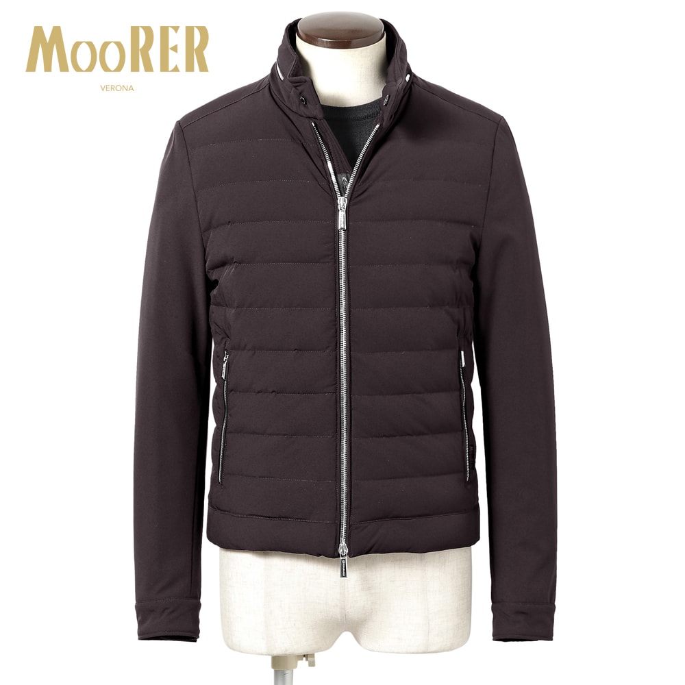 【百貨店SALE／返品・取り替えっこ不可】ムーレー MOORER ／【国内定め事品】／ 撥水二軸性ストレッチマットナイロンライダースダウンジャケット「FILIPPO-KN」（BORDEAUX／暗然たるボルドーワイン）【ハンガー便選りわける聞き入れる】／ フィリッポ 3時期 メンズ