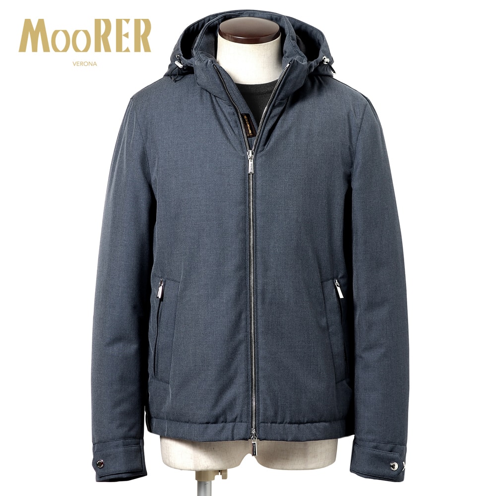【SALE】ムーレー MOORER ／【国内置き目品】／ 雨合羽テクニカルウールツイルフーデッドダウンブルゾン「ALBINI-PUM」（JEANS／インディゴブルー）【ハンガー便選りわける聞き入れる】／ アルビニ 3時節 メンズ アウター