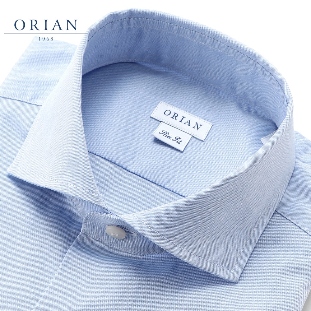 【百貨店SALE／返品・取り替えっこ不可】オリアン ORIAN ／【国内置き目品】／ コットンピンポイントオックスセミワイドカラーシャツ「J102」（サキソフォン青色）【ラッピング相応う】／ 春夏 メンズ イタリア共和国 お召しものプルオーバー 無地