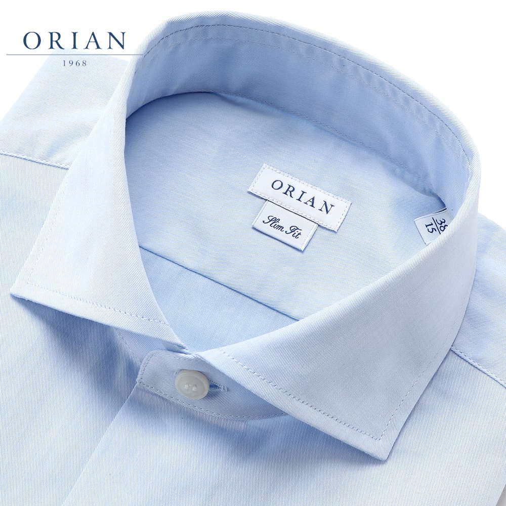 【百貨店SALE／返品・取り替えっこ不可】オリアン ORIAN ／【国内置き目品】／ コットンツイルセミワイドカラーシャツ「J102」（サキソフォン青色）【ラッピング相応う】／ 春夏 メンズ イタリア共和国 お召しものプルオーバー 無地