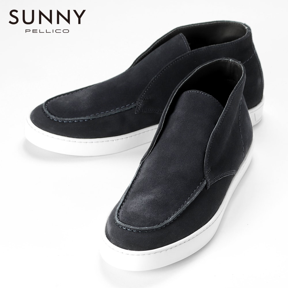 【TIME SALE】ペリーコサニー PELLICO SUNNY ／【国内定まり品】／ カーフスエードモカシンアンクルブーツ「M007」（DEEPBLUE／米国海軍）／ メンズ イタリア共和国 靴 公々然たるウォーク Loro Piana ロロピアーナ