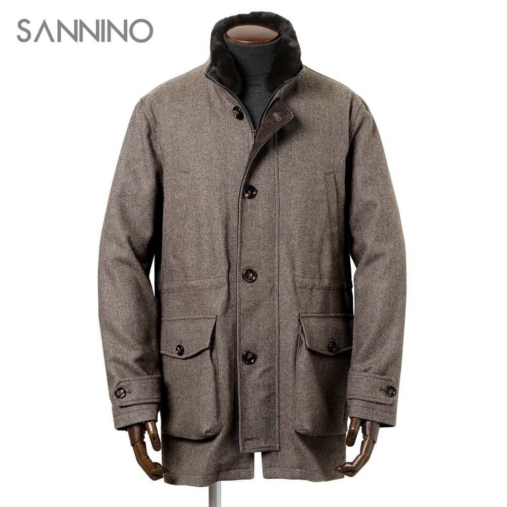 【TIME SALE】サンニーノ SANNINO ／【国内定め事品】／ 撥水ウールカシミヤフランネルフィールドコート「FT2526C」（赤銅色）【ハンガー便選りわける聞き入れる】／ 秋冬 メンズ イタリア共和国 アウター オンオフ兼用 ヌートリア毛革