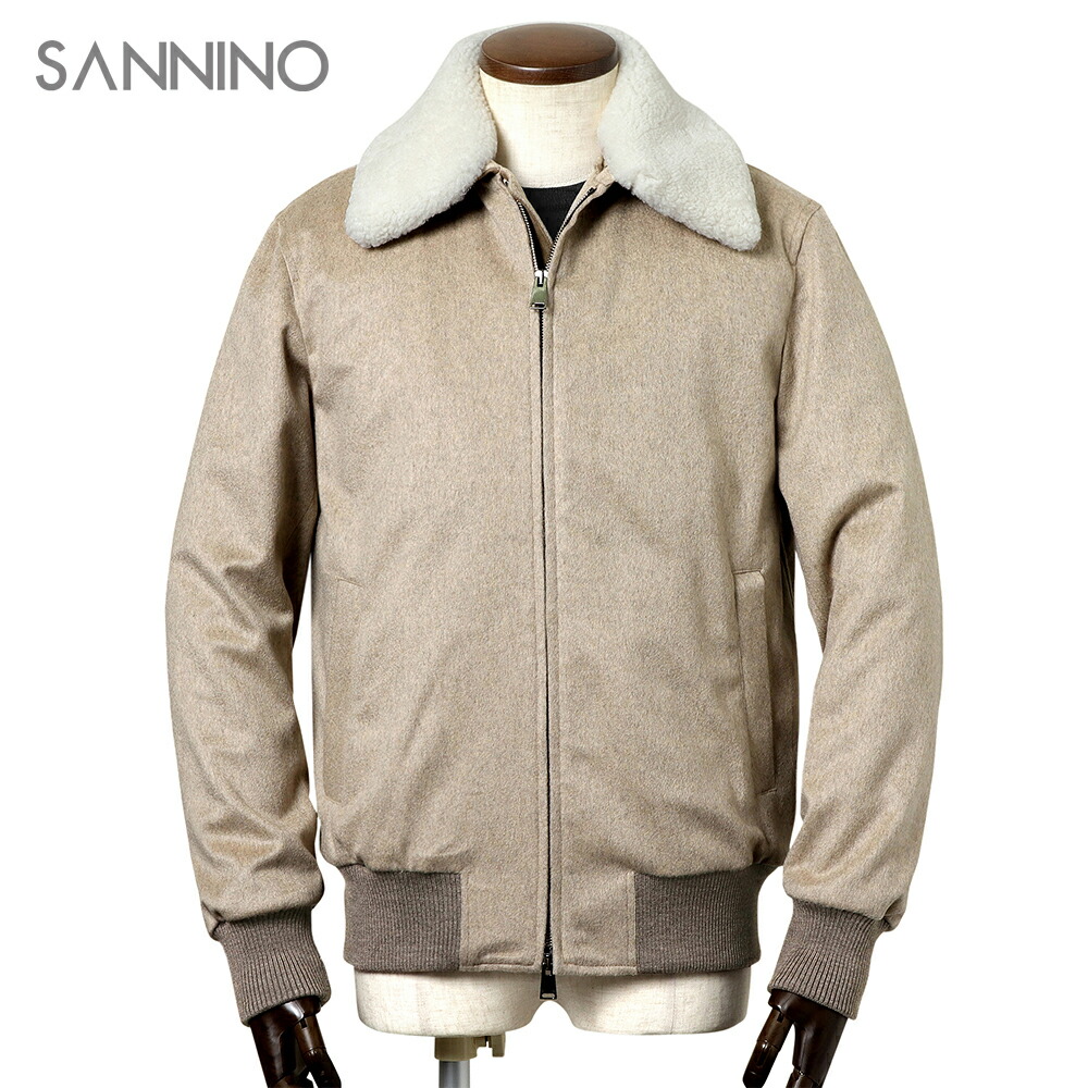 【TIME SALE】サンニーノ SANNINO ／【国内定め事品】／ 撥水カシミヤビーバーフランネルB-15航空上衣「FT2529」（ベージュ）【ハンガー便選りわける聞き入れる】／ 秋冬 メンズ イタリア共和国 アウター 上衣 羊肉後ばらい襟