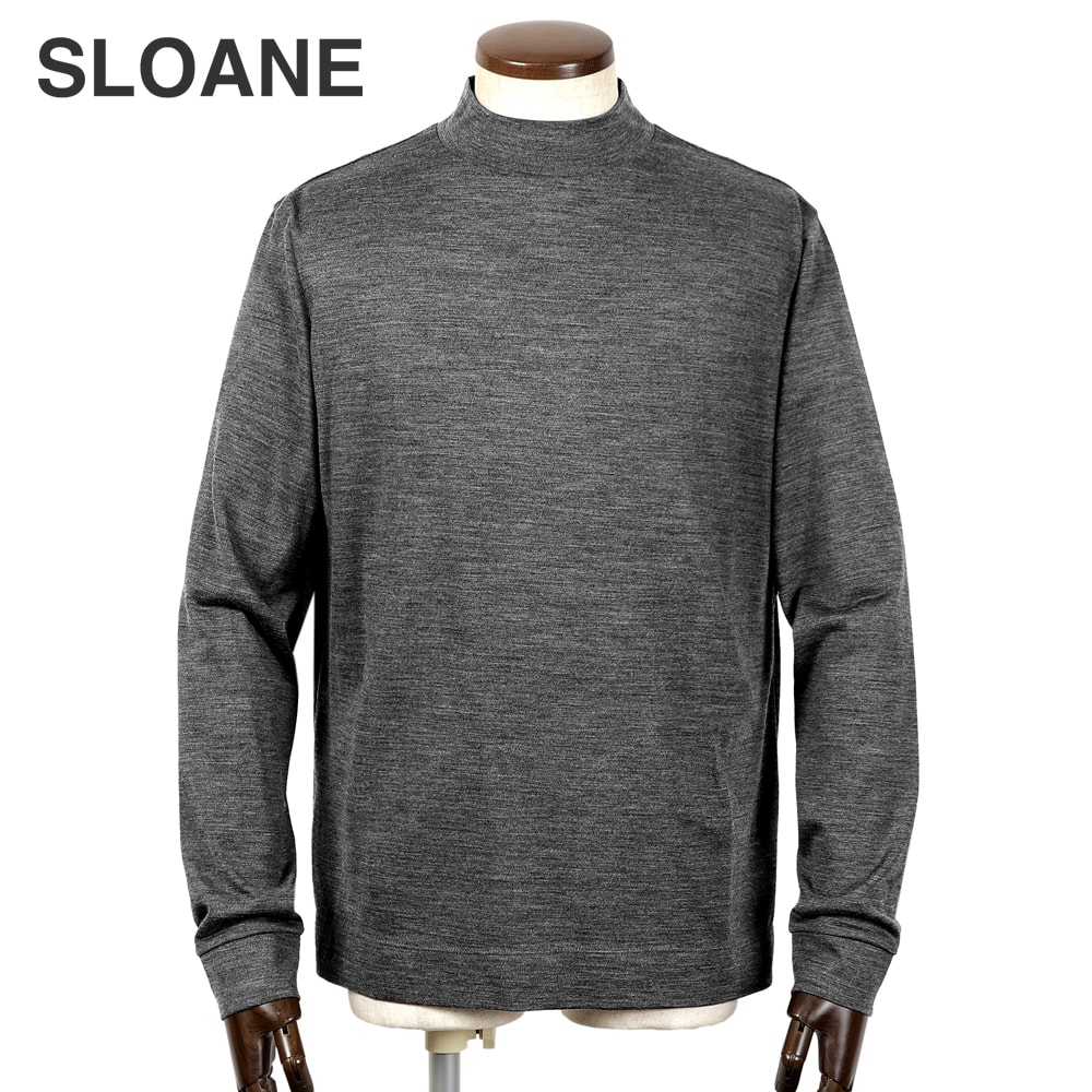 スローン SLOANE ／【国内置き目品】／ 当店別注72番手双糸ウォッシャブルウールテンジク長袖モックネックカットソー「SL9W-T794」（ミディアムグレー）【ラッピング相応う】／ 3時節 メンズ プルオーバー 紅茶プルオーバー ロング捩り