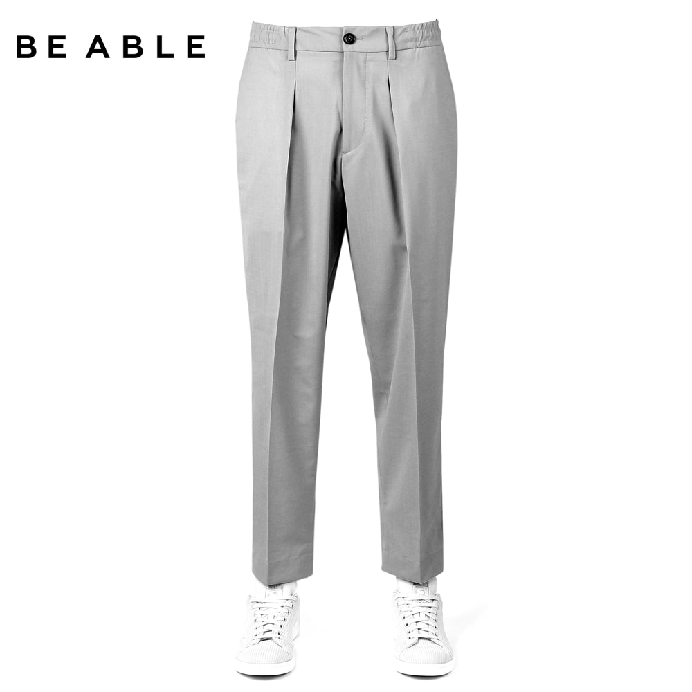 【SALE】ビーエイブル BE ABLE ／【国内置き目品】／ 25SS ウールストレッチトロピカル1プリーツドローコードパンツ「DOMINIQUE」（GREY／点火装置薄墨色）【ラッピング相応う】／ 春夏 メンズ イタリア共和国 イージーパンツ シャーリングズボン下