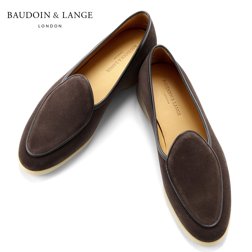 BAUDOIN & LANGE スエード スリッポン 41 新品BAUDOIN & LANGE 黒 スエード スリッポン 41