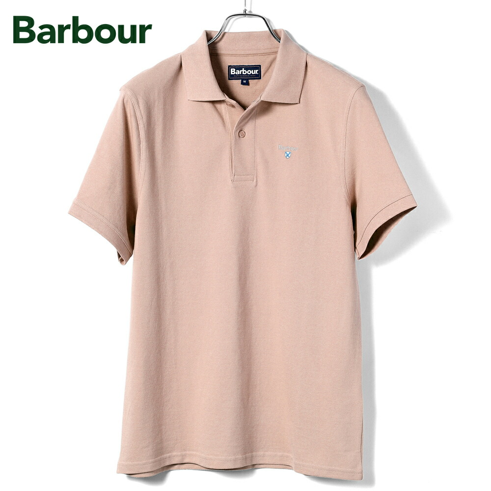 【SALE】バブアー Barbour ／【国内正規品】／ 25SS コットン鹿の子リブカラー半袖ポロシャツ「TAILOED POLO SHIRT（MML0358）」 （ローズピンク） 【ラッピング対応】／ 春夏 メンズ トップス カノコポロ イギリス ロゴ刺繍 ゴルフ