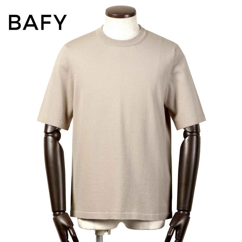 【SALE】バフィー BAFY ／ 25SS GIZA綿織物14ゲージ半袖クルーネックニット「P1102」（点火装置ベージュ）【ラッピング相応う】／ 春夏 メンズ イタリア共和国 半袖編み物 綿織物編み物 エジプト・アラブ共和国綿 セージア