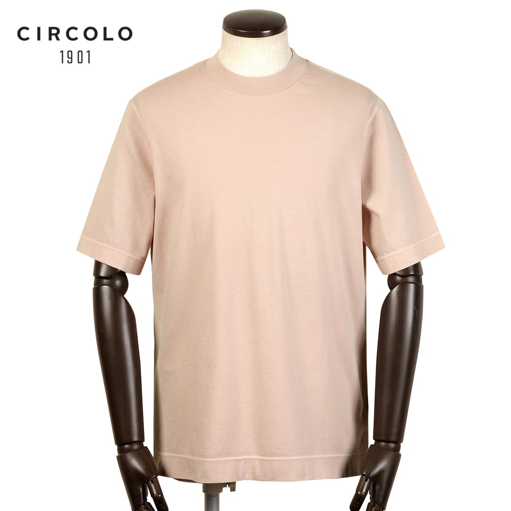 【ポイント10倍】【SALE】チルコロ 1901 CIRCOLO 1901 ／【国内正規品】／ 25SS 製品染めコットンジャージー半袖セミモックネックカットソー「CN4726」 （LIGHT ROSE／ローズピンク） 【ラッピング対応】／ 春夏 メンズ イタリア Tシャツ クルーネック