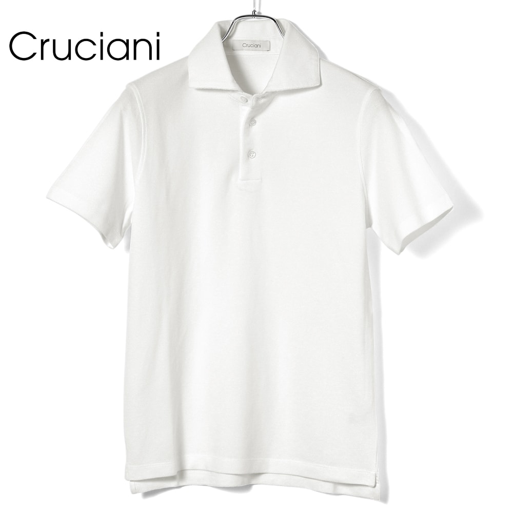 極美品 クルチアーニ 鹿の子 半袖 ポロシャツ ホワイト 44サイズ イタリア製 極美品 クルチアーニ 鹿の子 半袖 ポロシャツ ホワイト 44サイズ