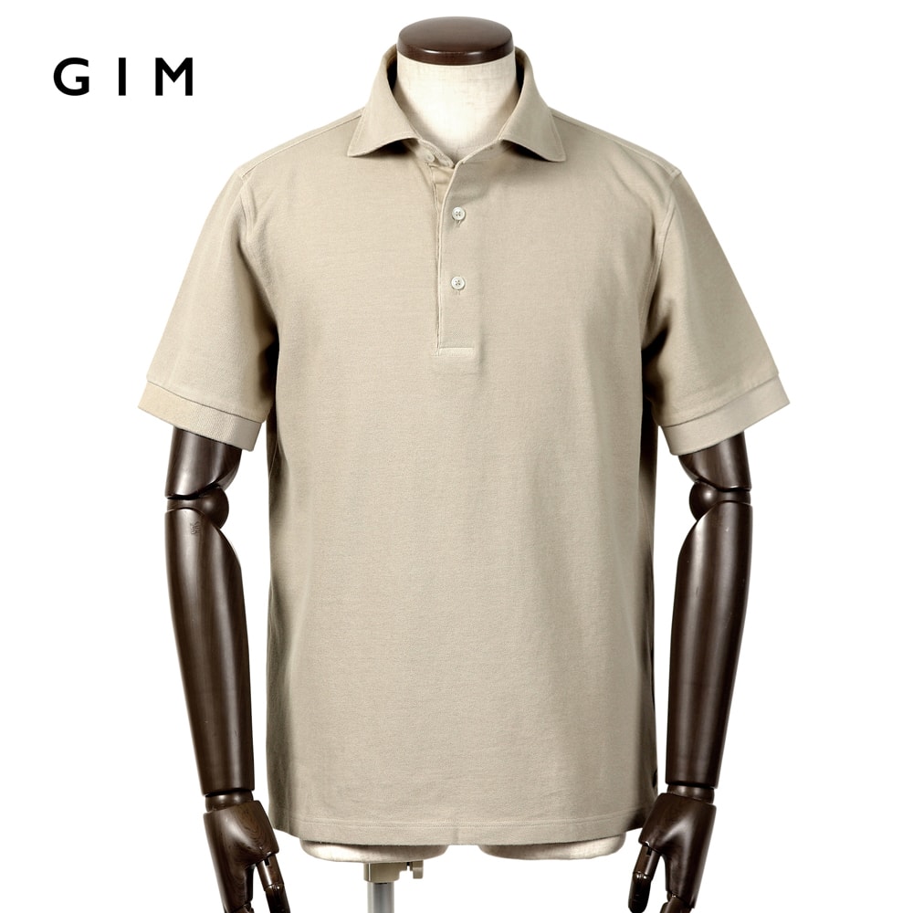 【ポイント10倍】ジム GIM /【国内正規品】/ 当店別注 手染め40番手双糸コットン引き揃え鹿の子半袖ポロシャツ(オートミール)【ラッピング対応】/ 春夏 メンズ 日本製 台襟ポロ ドレスポロ カノコポロ ワイドカラー|粋な着こなし 店