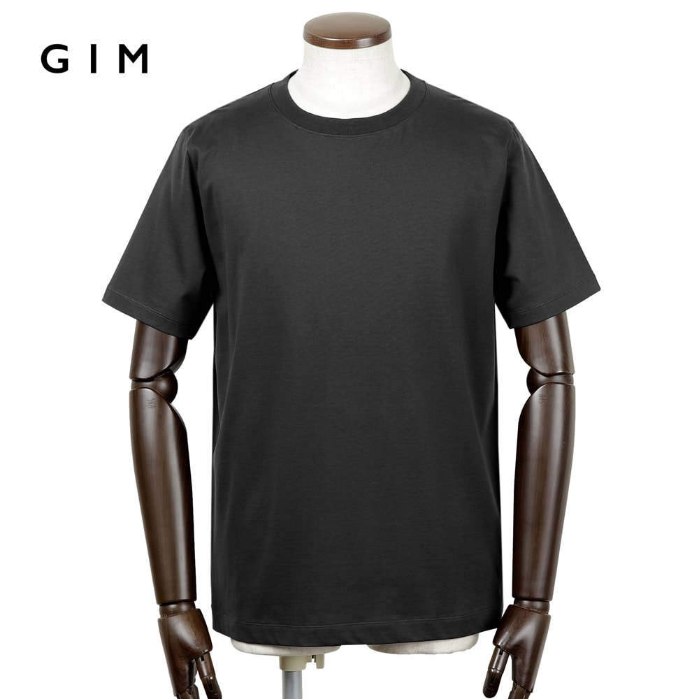 体育館 GIM ／【国内置き目品】／ 当店別注 59番手双糸プラチナムフェイスコットンテンジク半袖クルーネックカットソー「25204039」（黒いこと）【ラッピング相応う】／ オール時節 メンズ 日本製 プルオーバー 紅茶プルオーバー 超長綿