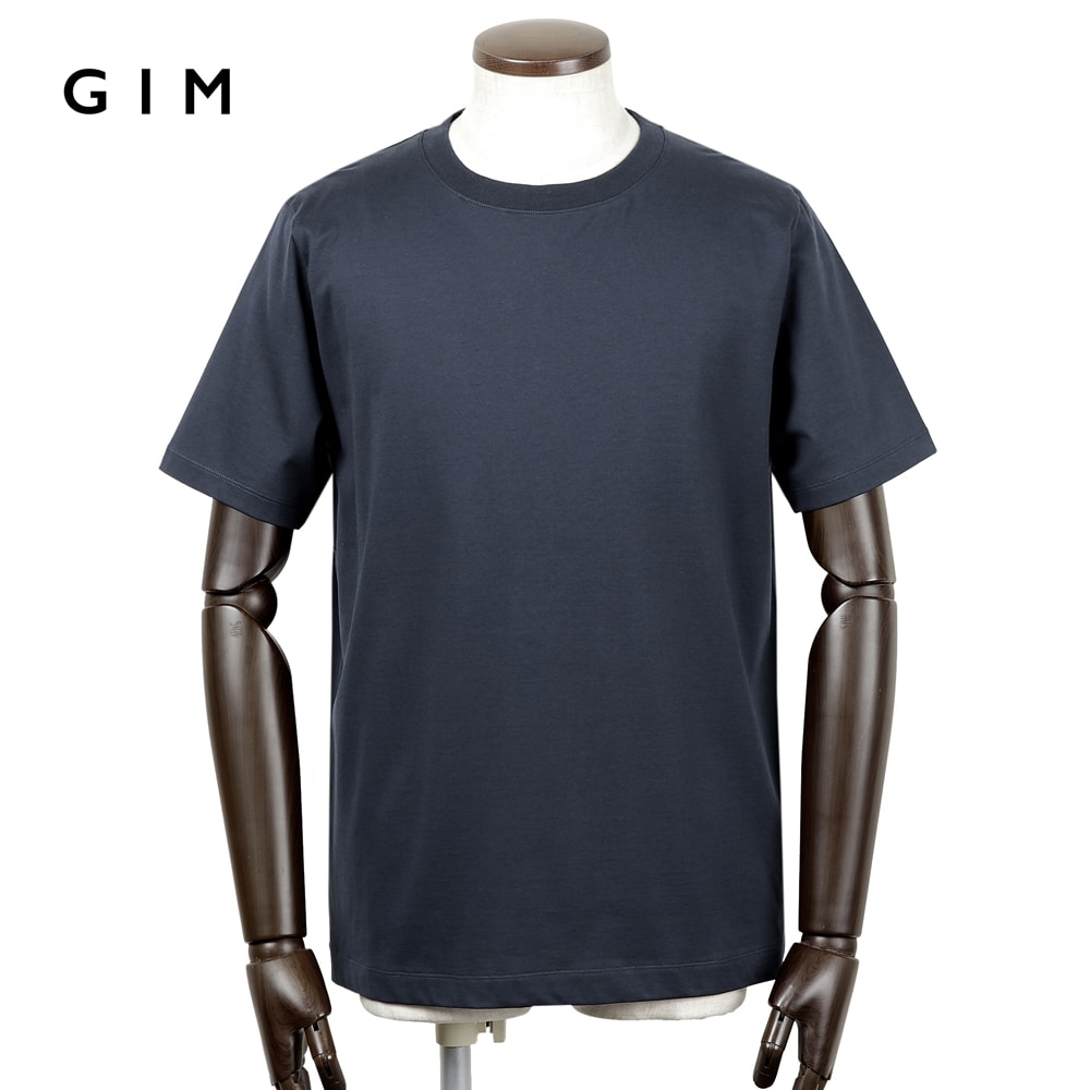 ジム GIM ／【国内正規品】／ 当店別注 59番手双糸プラチナムフェイスコットンテンジク半袖クルーネックカットソー「25204039」 （ネイビー） 【ラッピング対応】／ オールシーズン メンズ 日本製 Tシャツ ティーシャツ 超長綿
