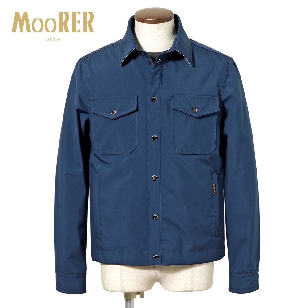 【TIME SALE】ムーレー MOORER ／【国内定め事品】／ 雨合羽透湿ダブルフェイスポリエステルタフタGジャン型上衣「ADE-ST3」（INDACO／インディゴブルー）【ハンガー便選りわける聞き入れる】／ アデ 春夏 メンズ イタリア共和国 アウター 遊撃手上衣 トラッカージャケット