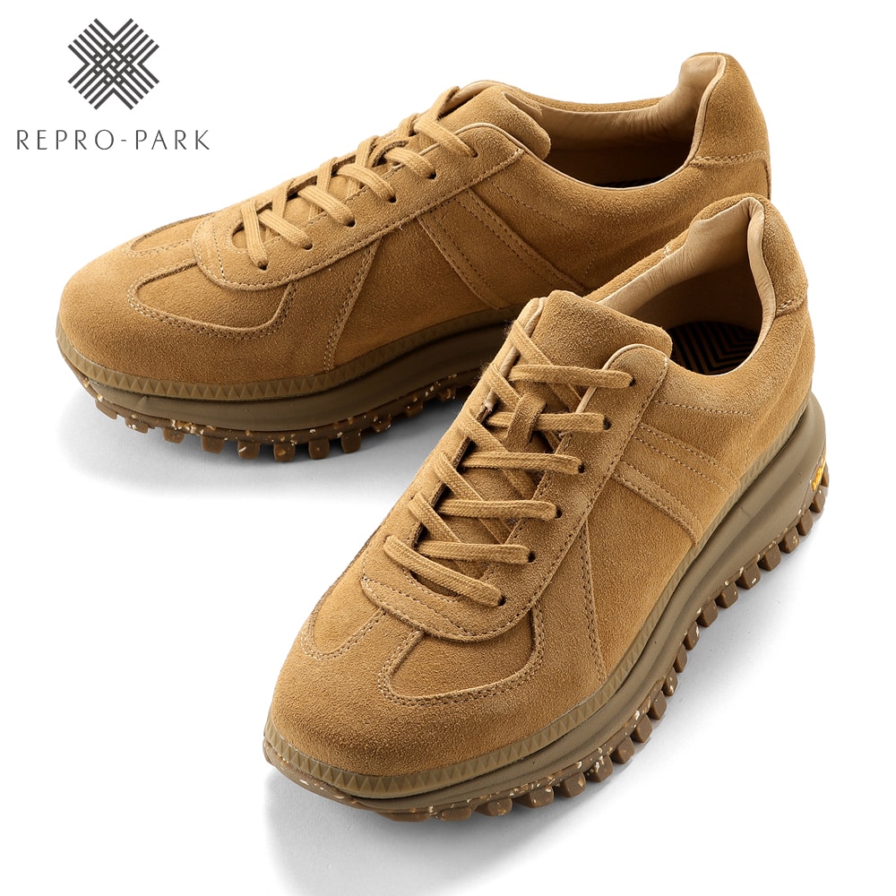【ポイント10倍】リプロパーク REPRO-PARK ／【国内正規品】／ スエードジャーマントレーナースニーカー「LPR024A1031-A」 （モカブラウン） ／ メンズ シューズ 靴 エコバッグ+発送キット付属 ビブラムソール
