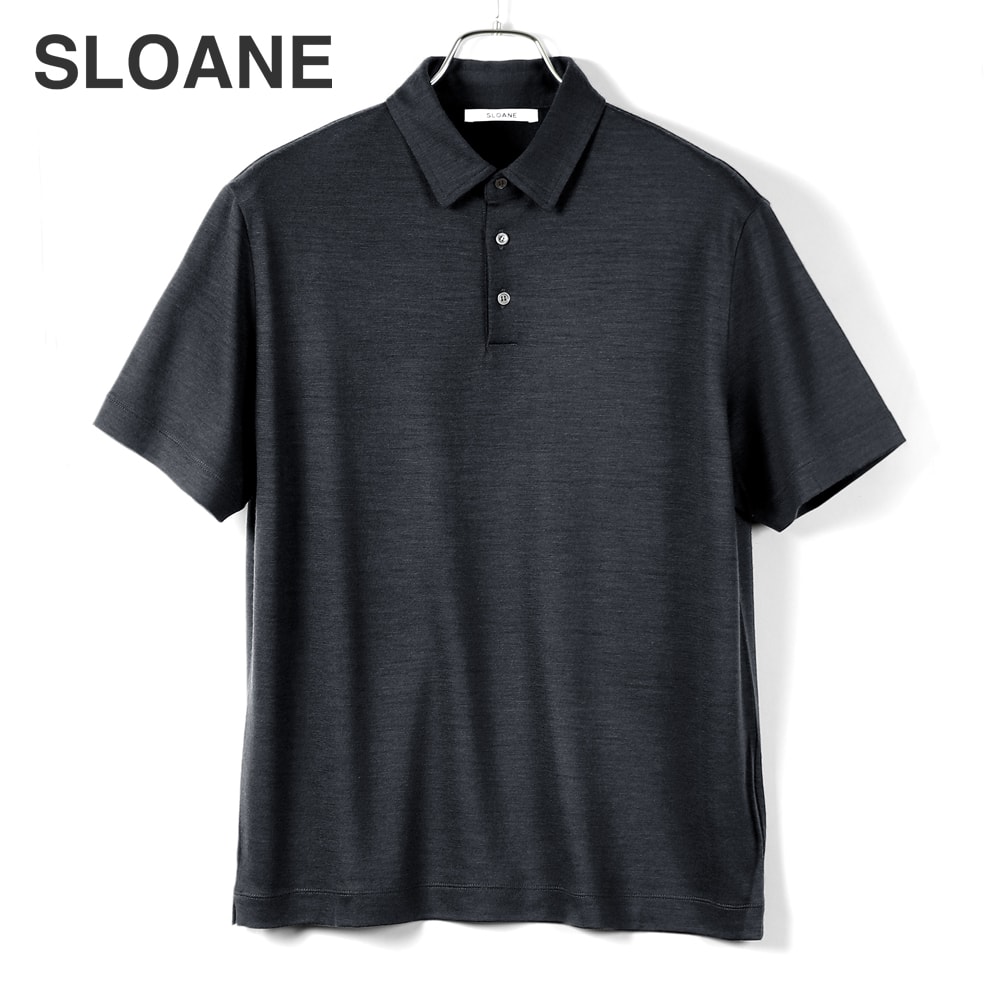 SLOANE ネイビー・カーキ ストライプ ポロシャツ