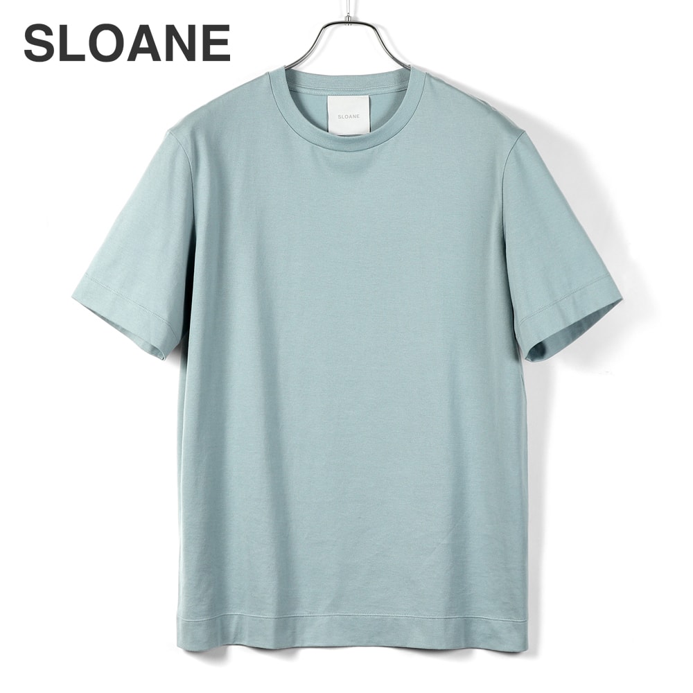 【SALE】スローン SLOANE ／【国内正規品】／ 60番手双糸コットン高密度テンジク半袖クルーネックカットソー「SL8S-T626」 （スモークサックス） 【ラッピング対応】／ オールシーズン メンズ Tシャツ ティーシャツ パックT 接触冷感 UVカット