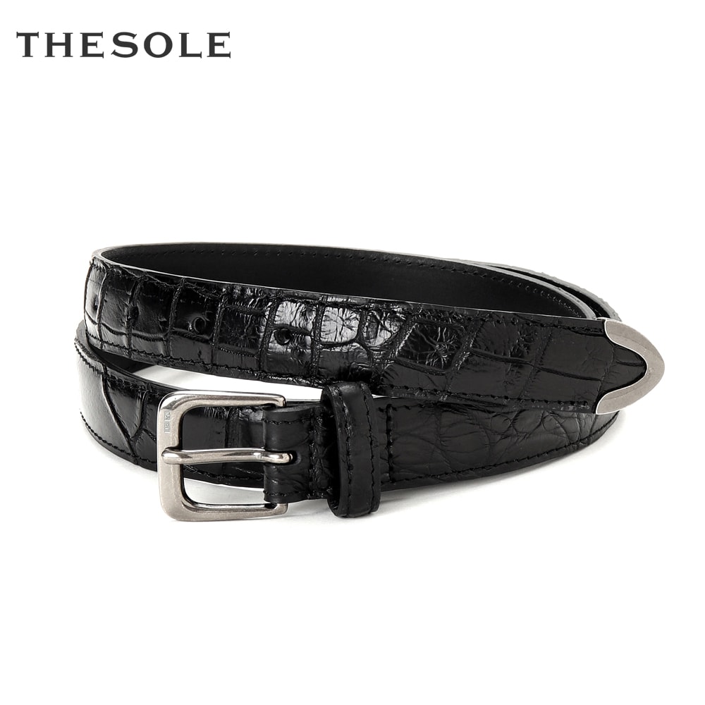 【尖んがり10倍】ザソール THE SOLE ／【国内定まり品】／ 西口氏締めくくる クロコダイルレザーアメリカンプンターレベルト「NP-CR」（黒いこと）【ラッピング相応う】／ 大売り出し取りすてる品 メンズ なめし革三尺帯 クロコダイルベルト リアルクロコダイル 本クロコ