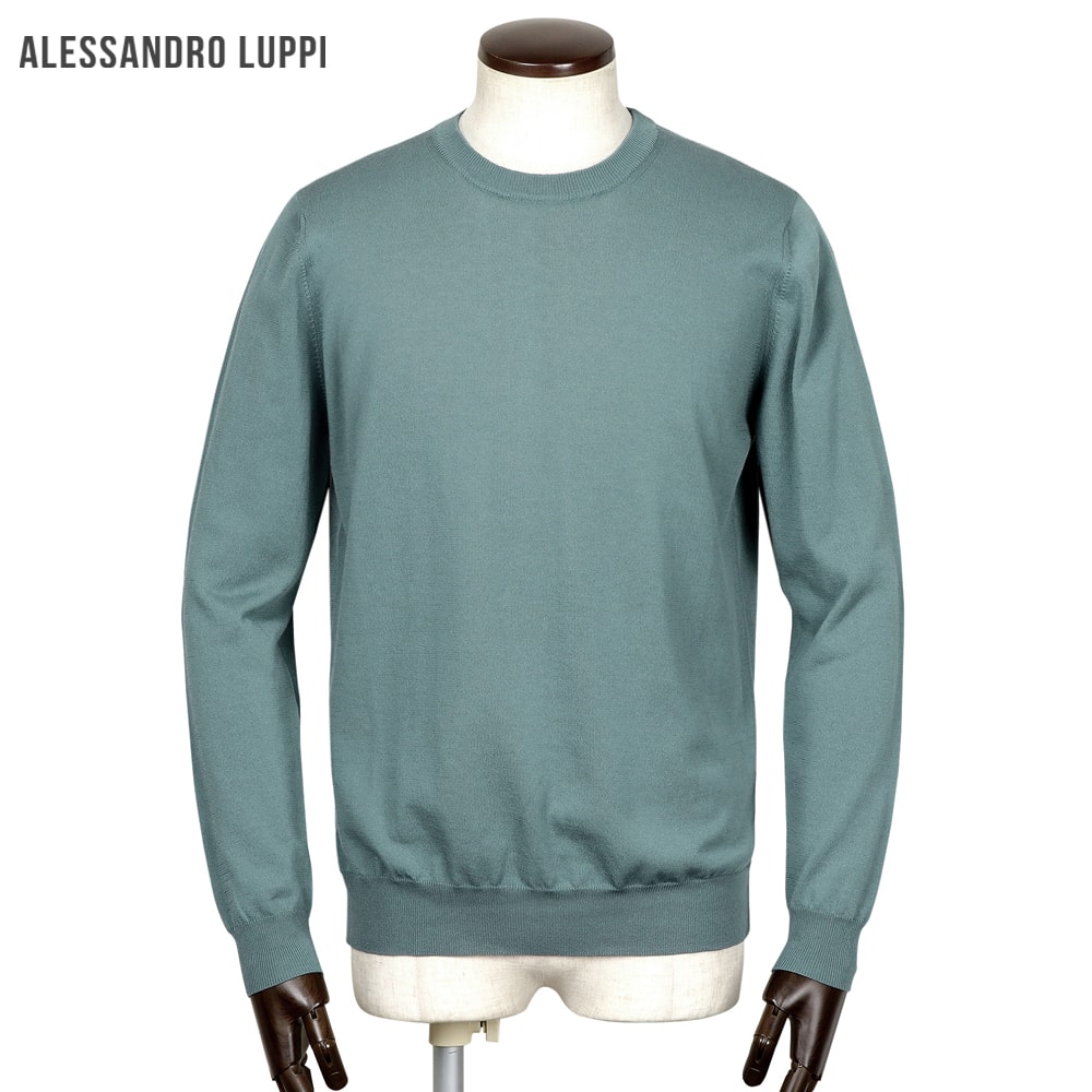 アレッサンドロルッピ Alessandro Luppi ／ 26SS FILMARドライコットンハイゲージ長袖クルーネックニット「2110」 （PERSIA／ペルシャグリーン） 【ラッピング対応】／ 春夏 メンズ イタリア 長袖ニット コットンニット アイスコットン アルティック