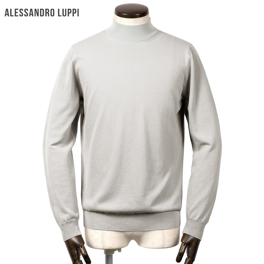 【尖んがり10倍】アレッサンドロルッピ Alessandro Luppi ／ 26SS FILMARドライコットンハイゲージ長袖モックネックニット「1223」（PERLA／パール薄墨色）【ラッピング相応う】／ 春夏 メンズ イタリア共和国 長袖編み物 綿織物編み物 内燃機関綿織物 アルティック メンズファッション-トップス-ニット・セーター