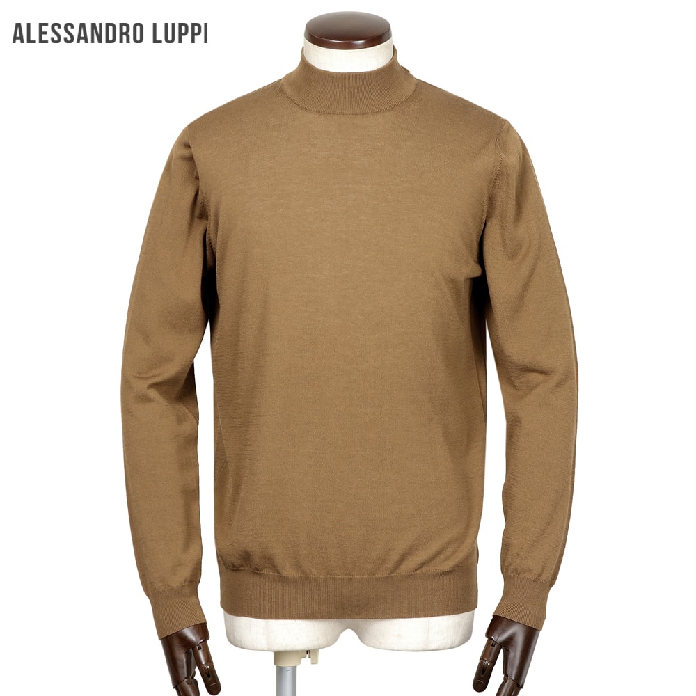 【尖んがり10倍】アレッサンドロルッピ Alessandro Luppi ／ 26SS FILMARドライコットンハイゲージ長袖モックネックニット「1223」（HAZEL／ヘーゼルブラウン）【ラッピング相応う】／ 春夏 メンズ イタリア共和国 長袖編み物 綿織物編み物 内燃機関綿織物 アルティック