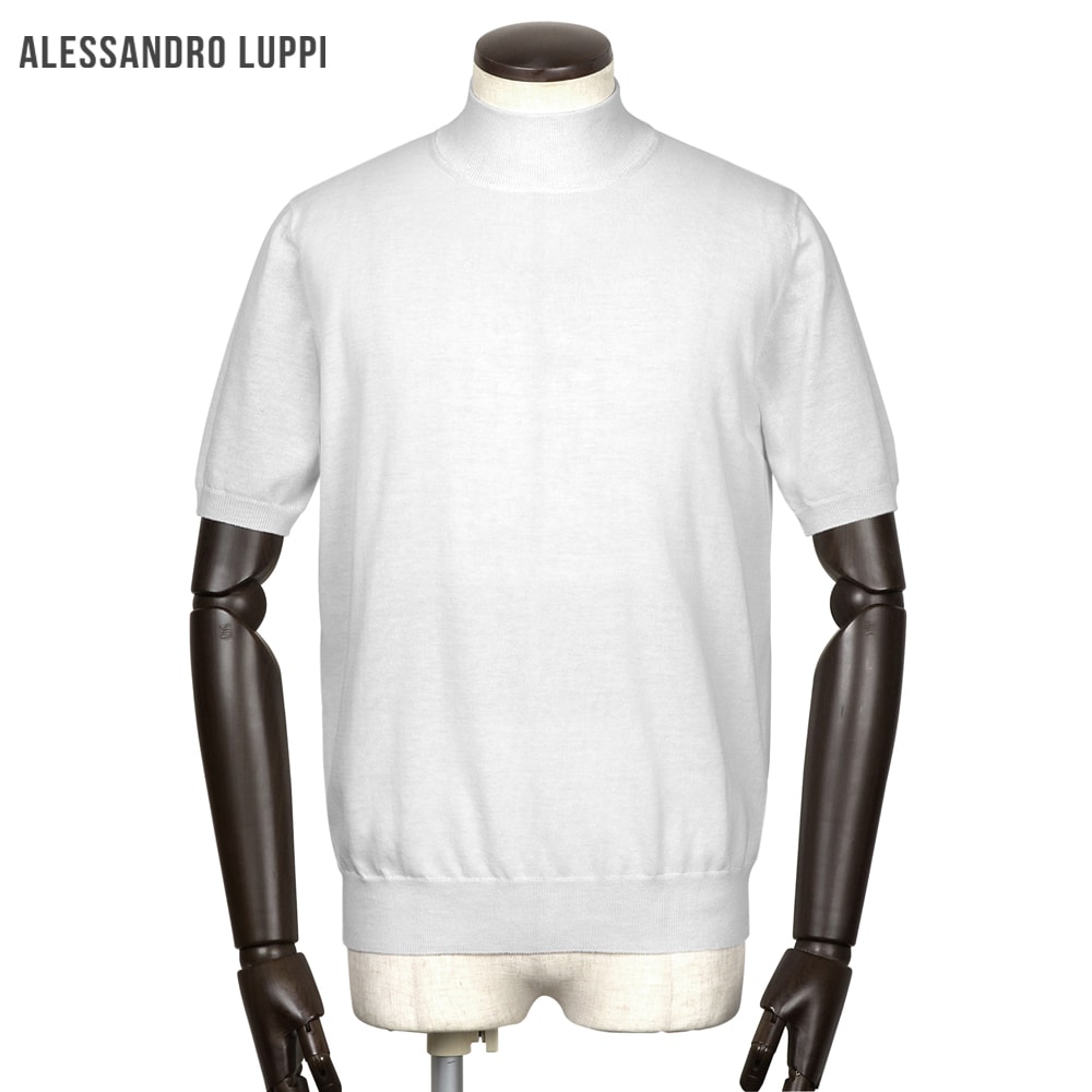 【10%OFF引き換え証】アレッサンドロルッピ Alessandro Luppi ／ 26SS FILMARドライコットンハイゲージ半袖モックネックニット「1222」（BIANCO／白いこと）【ラッピング相応う】／ 春夏 メンズ イタリア共和国 半袖編み物 綿織物編み物 内燃機関綿織物 アルティック