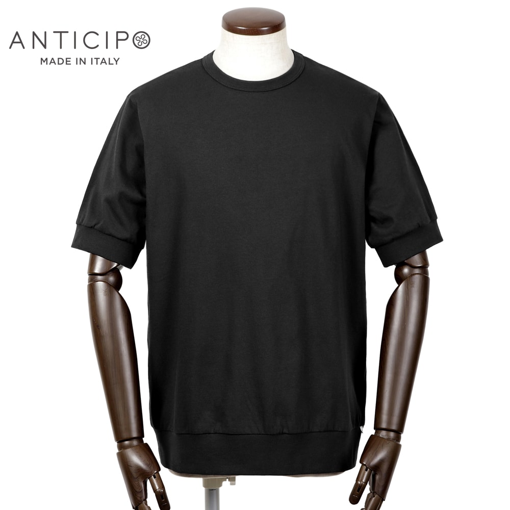 【10%OFFクーポン券】アンティチポ アンティーチポ ANTICIPO ／【国内置き目品】／ 60番手単糸コットンスムース半袖クルーネックカットソー「NEBBIOLO」（黒いこと）【ラッピング相応う】／ ジャブス 春夏 メンズ イタリア共和国 プルオーバー 遊撃手捩り 無地