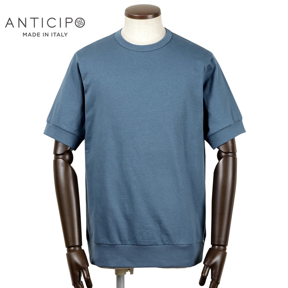 【10%OFFクーポン券】アンティチポ アンティーチポ ANTICIPO ／【国内置き目品】／ 60番手単糸コットンスムース半袖クルーネックカットソー「NEBBIOLO」（グレイッシュネイビー）【ラッピング相応う】／ ジャブス 春夏 メンズ イタリア共和国 プルオーバー 遊撃手捩り 無地
