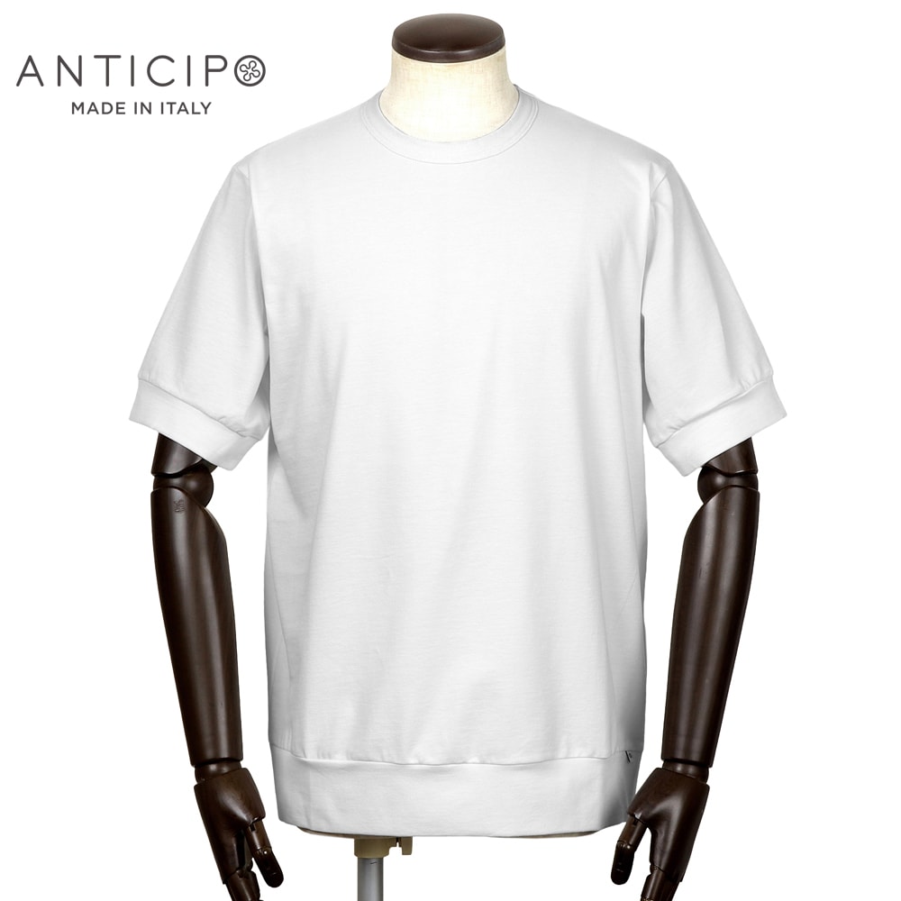 【10%OFFクーポン券】アンティチポ アンティーチポ ANTICIPO ／【国内置き目品】／ 綿織物伸ばすこと鹿の子半袖クルーネックカットソー「NEBBIOLO」（白いこと）【ラッピング相応う】／ ジャブス 春夏 メンズ イタリア共和国 プルオーバー 遊撃手捩り 無地
