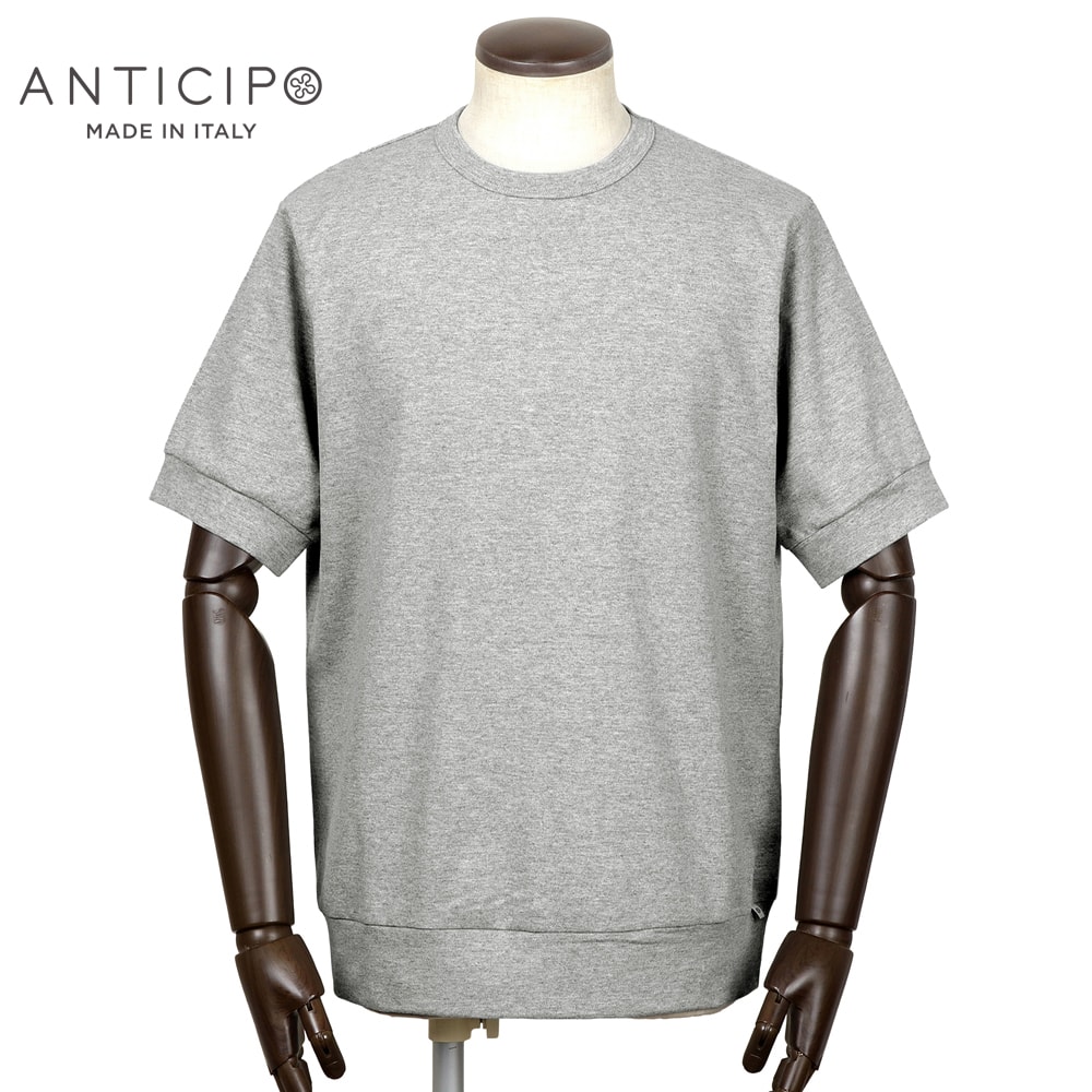 【10%OFFクーポン券】アンティチポ アンティーチポ ANTICIPO ／【国内置き目品】／ 綿織物伸ばすこと鹿の子半袖クルーネックカットソー「NEBBIOLO」（グレーメランジ）【ラッピング相応う】／ ジャブス 春夏 メンズ イタリア共和国 プルオーバー 遊撃手捩り 無地